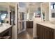 Elegant bathroom with double vanity, soaking tub and walk-in shower at 9215 E Red Lawrence Dr, Scottsdale, AZ 85262