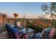 Spacious patio with comfortable seating and breathtaking sunset views at 9215 E Red Lawrence Dr, Scottsdale, AZ 85262