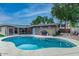 Relaxing kidney shaped pool with spacious patio area at 8325 E Crestwood Way, Scottsdale, AZ 85250