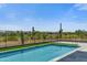 Modern rectangular pool with metal railing and artificial turf at 30505 N Sage Dr, Peoria, AZ 85383
