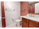 Bathroom with wood vanity, toilet, and shower at 5505 E Mclellan Rd # 9, Mesa, AZ 85205