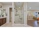 Spacious walk-in shower with glass enclosure and tiled walls at 10803 W Dove Roost Rd, Queen Creek, AZ 85144