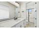 Modern bathroom with white vanity and walk-in shower at 3329 W Desert Dawn Dr, Phoenix, AZ 85083