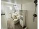 Modern bathroom with double vanity, shower and linen cabinet at 1737 N Trevor Dr, Mesa, AZ 85201