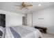 Bedroom with ceiling fan and access to bathroom at 4701 N 68Th St # 144, Scottsdale, AZ 85251
