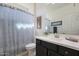 Clean bathroom with shower/tub combo, vanity, and toilet at 16918 S 180Th Dr, Goodyear, AZ 85338