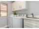 Bright laundry room with washer, dryer, cabinets, and countertop at 2222 S Yellow Wood --, Mesa, AZ 85209