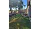 Landscaped backyard with grassy area and mature trees at 1523 E Black Diamond Dr, Gilbert, AZ 85296