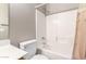 Clean bathroom with shower/tub combo, toilet and vanity at 20293 N 83Rd Dr, Peoria, AZ 85382