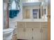 Bathroom with a vanity, toilet, and shower/tub combo at 260 S 72Nd Pl, Mesa, AZ 85208
