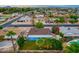 Aerial view of a single Gathering home with a large backyard and pool at 2349 W Del Campo Cir, Mesa, AZ 85202