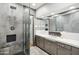 Modern bathroom with gray tile, hexagon accents and updated vanity at 103 E Palm Ln # A, Phoenix, AZ 85004