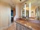 Bathroom features a vanity with copper sink and shower at 11155 E Honda Bow Rd, Scottsdale, AZ 85262