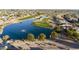 Bird's eye view of a community lake and golf course at 26218 S Brentwood Dr, Sun Lakes, AZ 85248