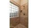 Walk-in shower with glass block window at 851 N Pineview Dr, Chandler, AZ 85226