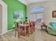 Casual dining area with wood table and chairs, green accent wall at 916 E Beautiful Ln, Phoenix, AZ 85042