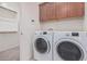 Bright laundry room with washer, dryer, and ample storage at 20403 W Calle Encorvada --, Buckeye, AZ 85396