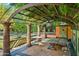 Covered patio with seating area, fountain, and raised garden beds at 8100 N 68Th St, Paradise Valley, AZ 85253
