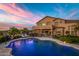 Inviting pool and spa with sunset views at 6907 E Teton Cir, Mesa, AZ 85207