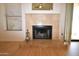 Stone fireplace with hearth in living room at 18826 N 7Th Pl, Phoenix, AZ 85024