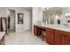 Main bathroom with double vanity and walk-in shower at 4526 E Vista Bonita Dr, Phoenix, AZ 85050