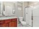Clean bathroom with granite vanity and a walk-in shower at 4526 E Vista Bonita Dr, Phoenix, AZ 85050