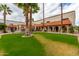 Neatly landscaped community lawn with palm trees and building exterior at 16510 E Palisades Blvd # 35, Fountain Hills, AZ 85268