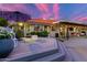Expansive backyard deck at sunset, offering ample space for outdoor entertaining at 8643 E San Jacinto Dr, Scottsdale, AZ 85258