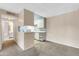 Galley kitchen with white appliances and light blue cabinets at 5525 E Thomas Rd # F9, Phoenix, AZ 85018