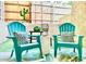 Private patio with seating for two and string lights at 7625 E Camelback Rd # B108, Scottsdale, AZ 85251