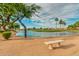 Relaxing lake view with bench and trees at 3582 N 160Th Ave, Goodyear, AZ 85395