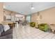 Dining area with tile floors and view of kitchen at 1018 W Juniper Ave, Gilbert, AZ 85233