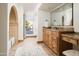 Spa-like bathroom with soaking tub, walk-in shower, and a view at 4636 E Moonlight Way, Paradise Valley, AZ 85253