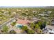Aerial view of single story home with pool, landscaped yard and mountain views at 36444 N Stardust Ln, Carefree, AZ 85377