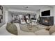 Open living room featuring a sectional sofa and a fireplace at 3800 E Lincoln Dr # 42, Phoenix, AZ 85018