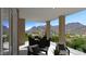 Outdoor patio with seating and mountain views at 18720 N 101St St # 2017, Scottsdale, AZ 85255