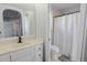 Bathroom with a shower, toilet and white vanity at 11165 E Gold Dust Ave, Scottsdale, AZ 85259