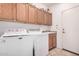 Laundry room with washer, dryer, and ample cabinet storage at 18478 N Canal Dr, Surprise, AZ 85374