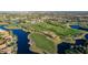 Aerial view of the golf course and lake at 1322 W Indigo Dr, Chandler, AZ 85248