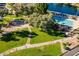 Aerial picture of community pool, playground, and walkways at 242 E Stonebridge Dr, Gilbert, AZ 85234