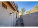 Narrow side yard with storage and access to the back at 520 S Brett St, Gilbert, AZ 85296