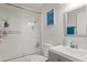 Clean bathroom with shower/tub combo, vanity, and mirror at 8221 E Garfield St # L09, Scottsdale, AZ 85257