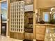 Walk-in shower with glass block accents and tiled walls at 2222 N Val Vista Dr # 3, Mesa, AZ 85213