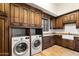 Laundry room with wooden cabinets and LG washer/dryer at 10831 N Pulve Ct, Fountain Hills, AZ 85268