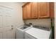 Laundry room with washer, dryer, and upper cabinets at 21613 N 261St Ave, Buckeye, AZ 85396