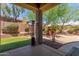 Covered patio with a view of a grassy backyard and outdoor entertaining area at 41619 N River Bend Rd, Anthem, AZ 85086