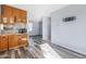 Kitchen with orange cabinets and patterned backsplash at 9645 E Theia Dr, Mesa, AZ 85212