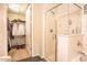 Bathroom with walk-in shower, toilet and large closet at 1 E Lexington Ave # 410, Phoenix, AZ 85012