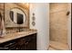 Elegant bathroom with granite vanity and walk-in shower at 9127 N Vista Verde N Ct, Fountain Hills, AZ 85268