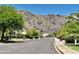 Quiet residential street with mountain views and lush landscaping at 11809 S Warpaint Dr, Phoenix, AZ 85044